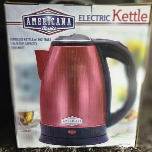 Brand New Americana Classics Electric Cordless Kettle Red - 8 Cup - Picture 5 of 7